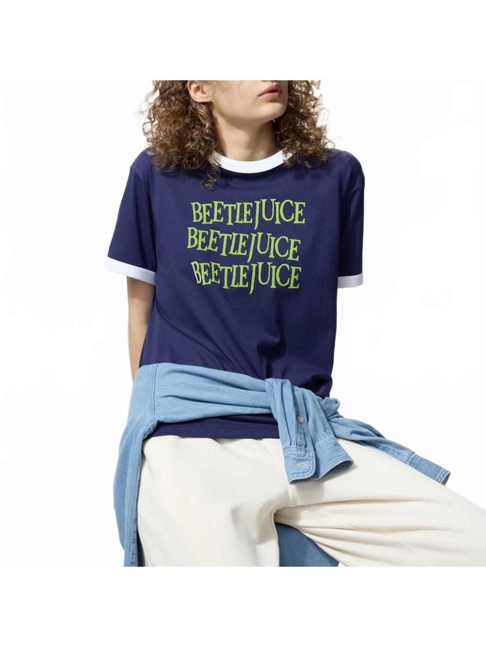 Uniqlo Beetlejuice WARNER BROS. MOVIES UT Graphic T-Shirt NWT Blue Green XL
